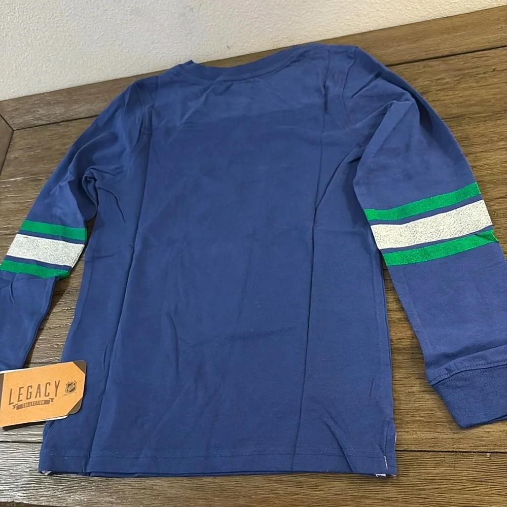 NWT [Legacy] Vancouver Canucks NHL Hockey Long Sleeve Shirt Blue Kids Large (7) - Picture 5 of 11